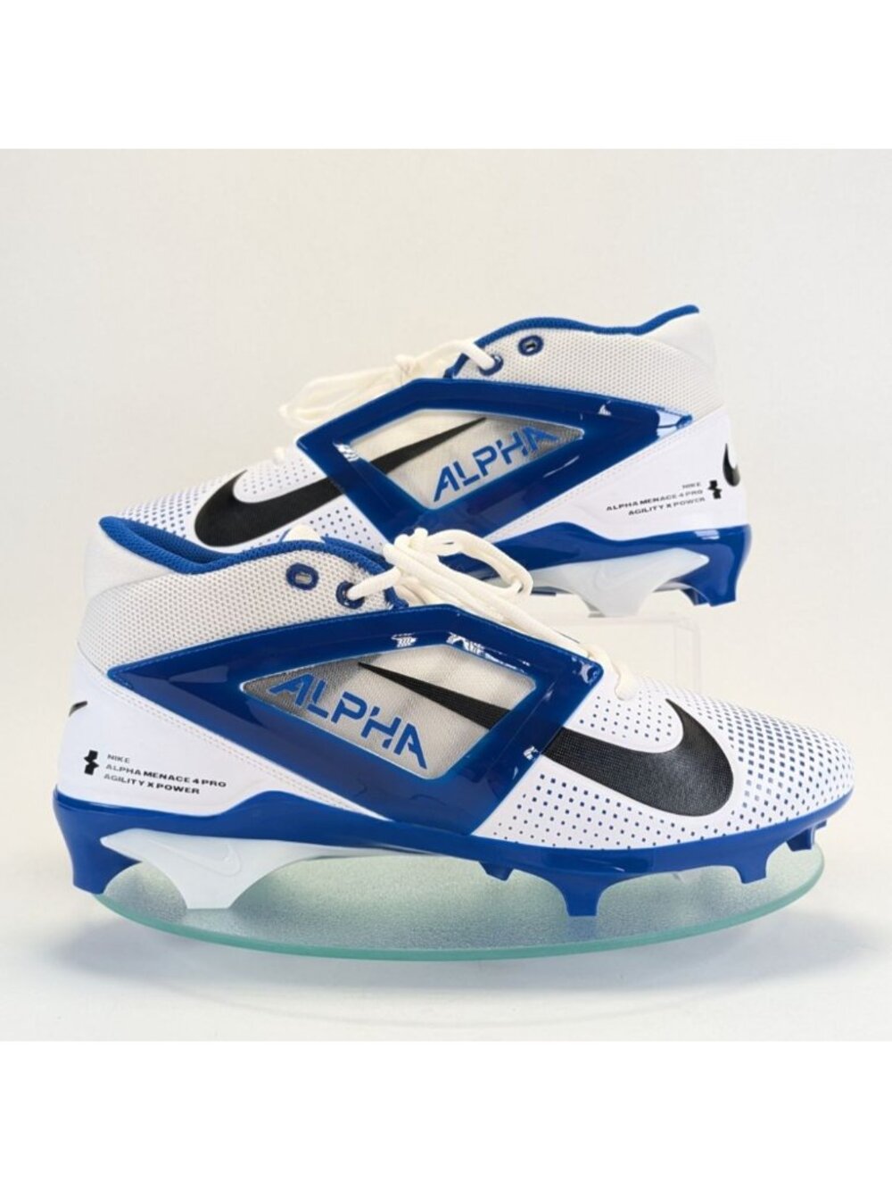 Nike Alpha Huarache 8 Elite Mens 12.5 Lacrosse Football Cleats Blue White FZ7702